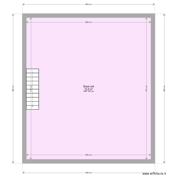 Ludwig sous sol. Plan de 1 pièce et 73 m2