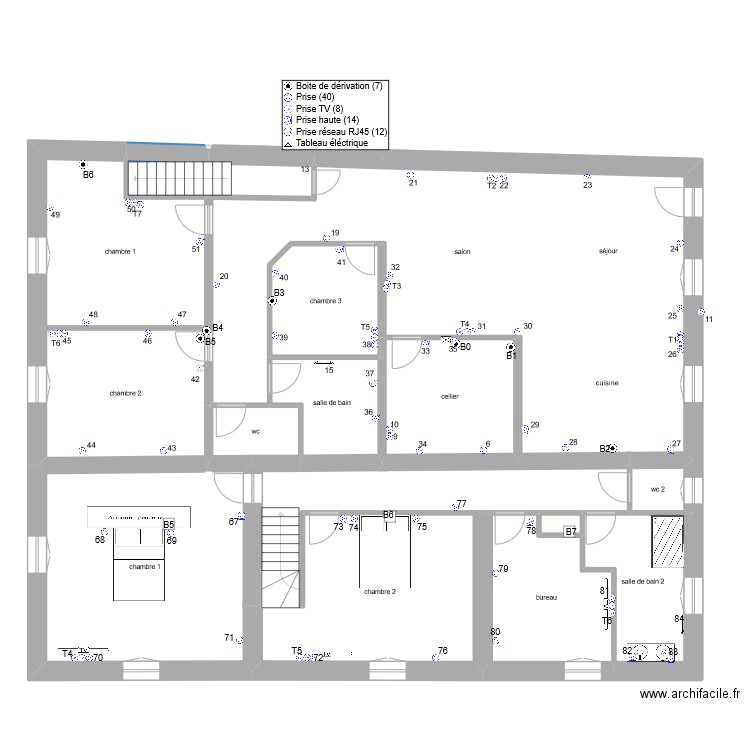 vienville 1er etage prise de courant. Plan de 19 pièces et 429 m2