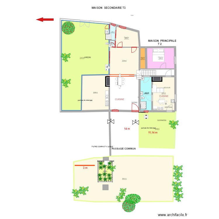 PLAN  ASSAINISSEMENTS PUJOLS. Plan de 13 pièces et 291 m2