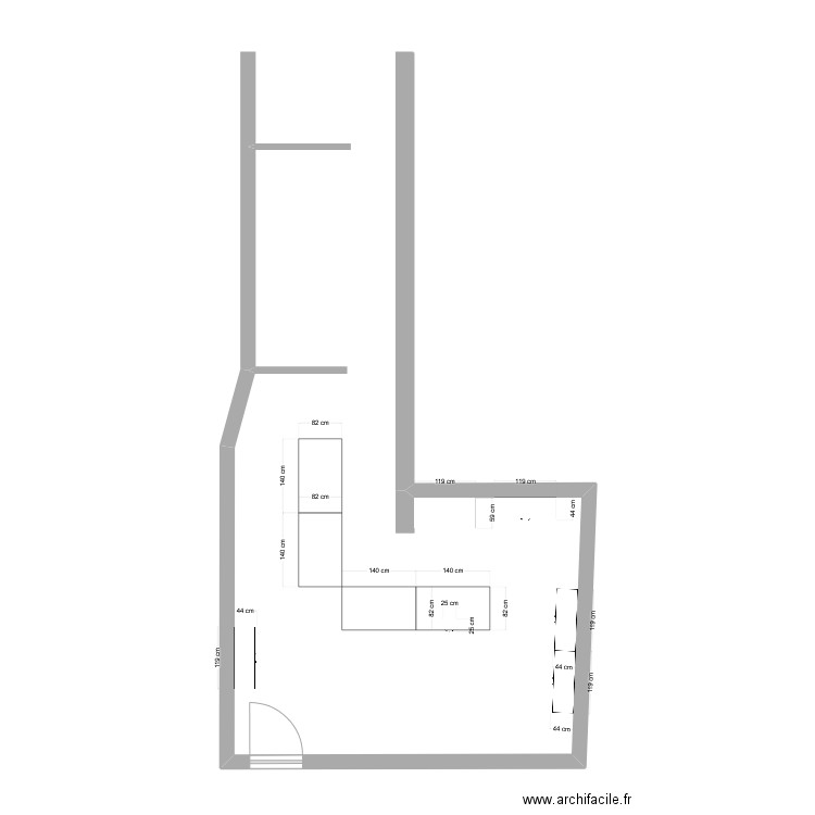 Local couput. Plan de 0 pièce et 0 m2