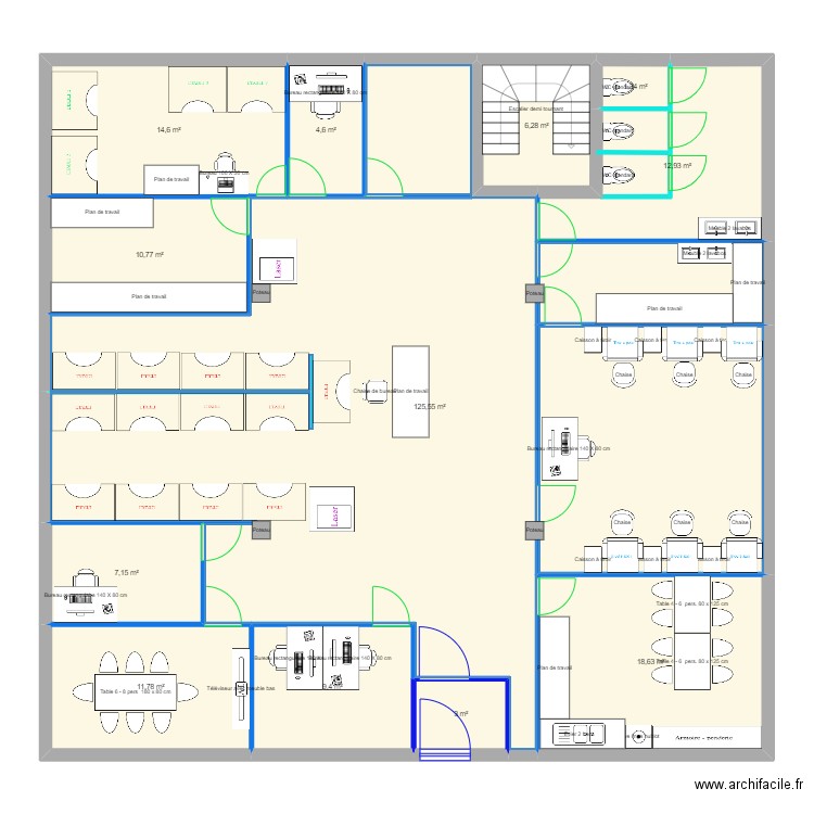 LOCAL TLS. Plan de 12 pièces et 226 m2