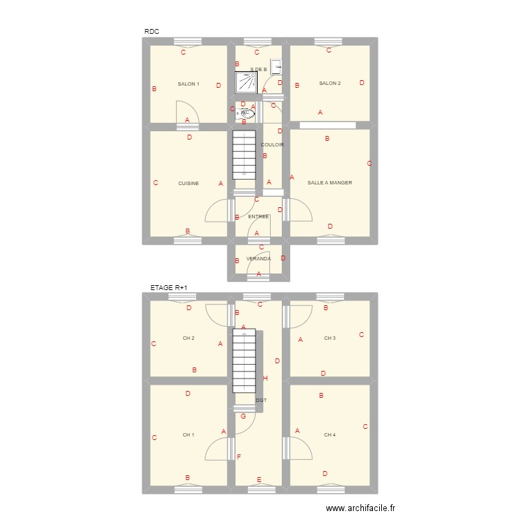 RABETLLAT. Plan de 16 pièces et 94 m2