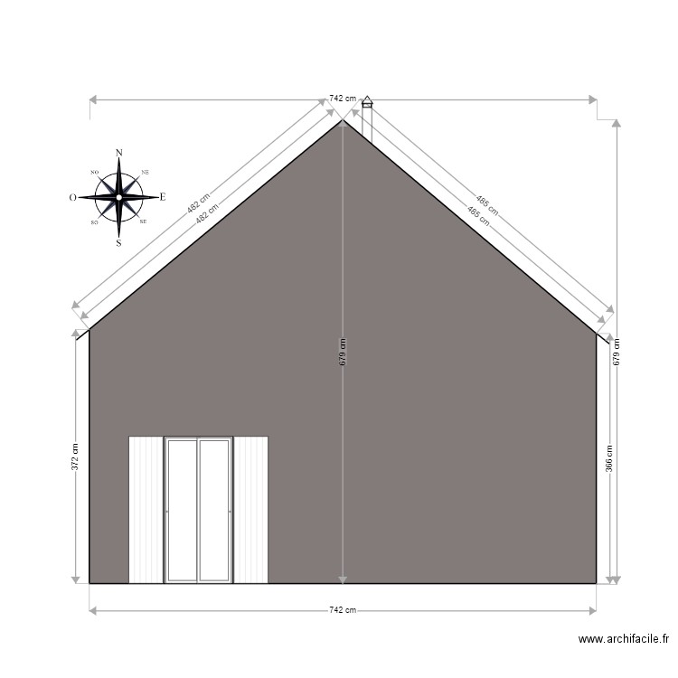 Façade sud (Après). Plan de 0 pièce et 0 m2