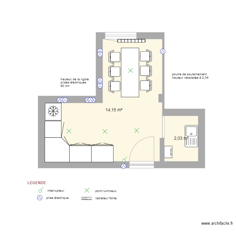ADT implantation cuisine Happy at Work V3. Plan de 0 pièce et 0 m2