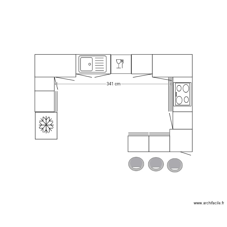 Cuisine. Plan de 0 pièce et 0 m2