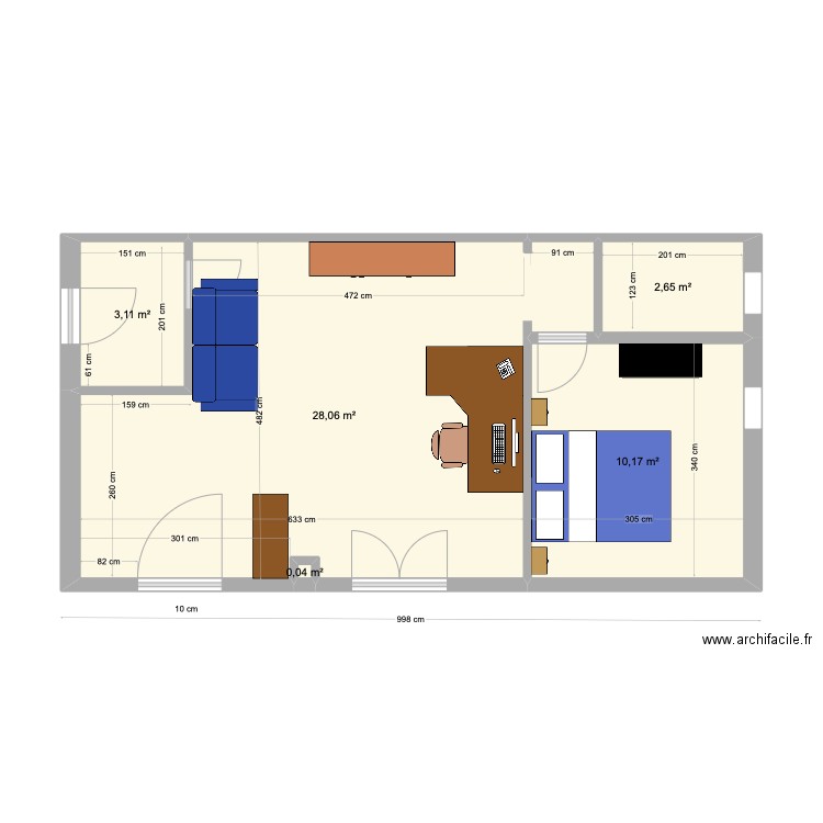 Aywaille 2. Plan de 5 pièces et 44 m2