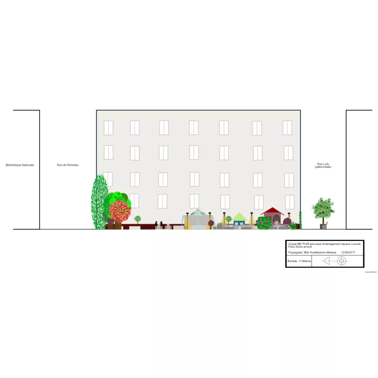 coupe BB square louvois . Plan de coupe BB square louvois . Plan de