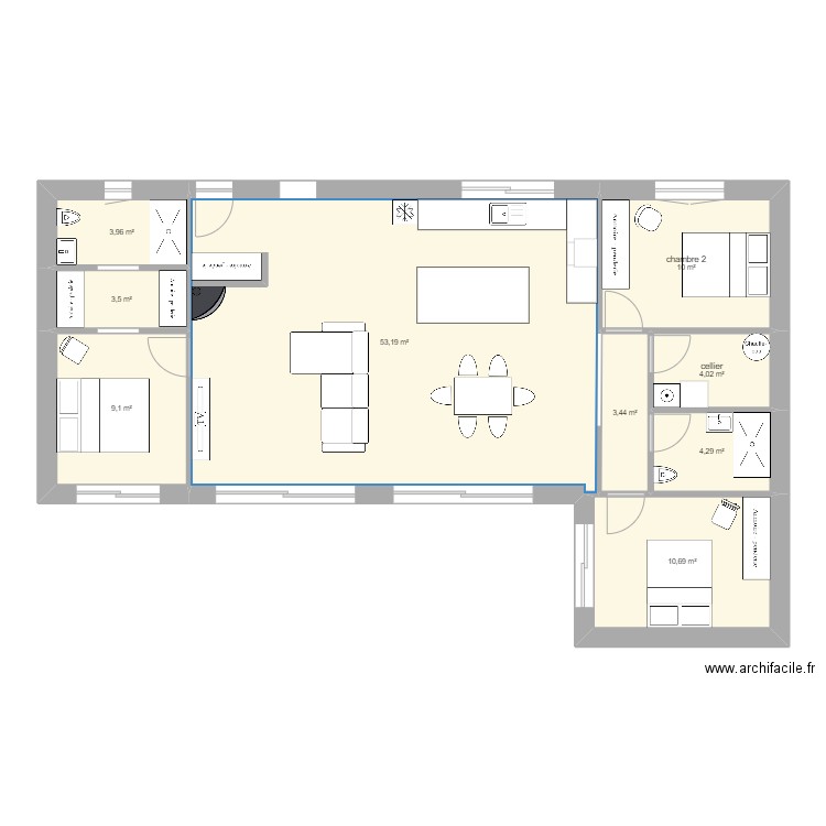 maxime. Plan de 9 pièces et 102 m2