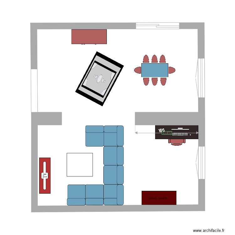 Plan salon essai 1. Plan de 1 pièce et 41 m2