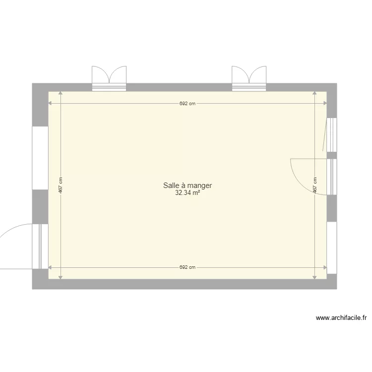salle &agrave; manger. Plan de 