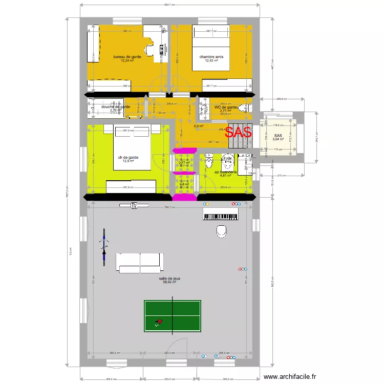   annexe garde salle de jeux escalier dans annexe. Plan de 