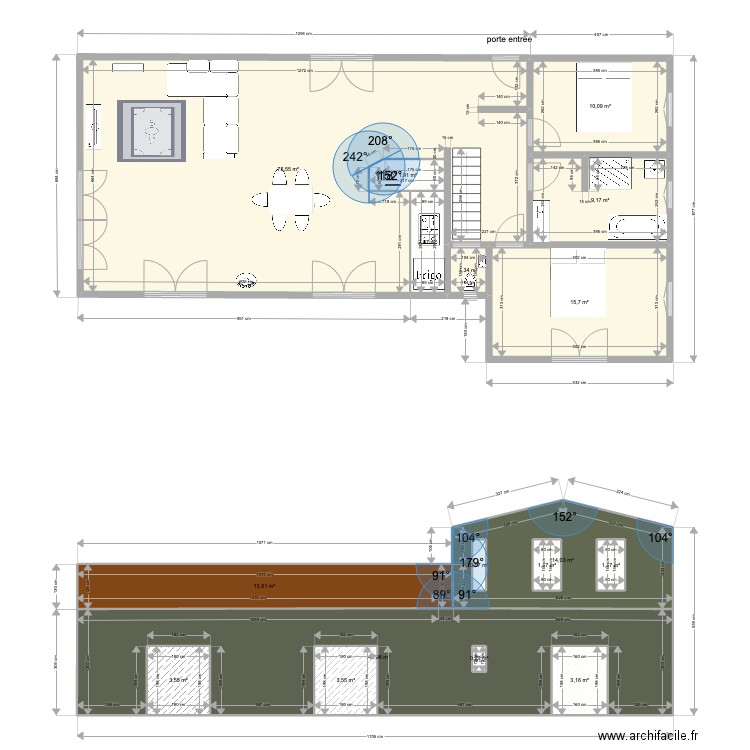 sol et Sud. Plan de 17 pièces et 202 m2