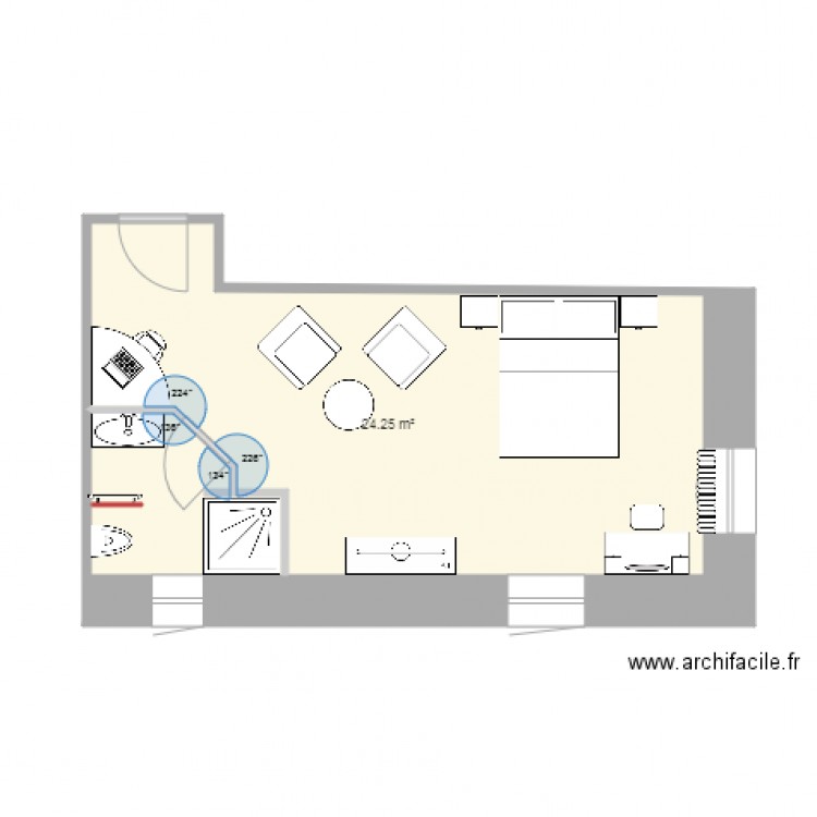 chambre bleue cotes 3. Plan de 0 pièce et 0 m2