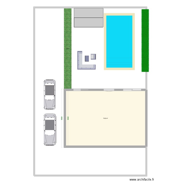 JARDIN. Plan de 1 pièce et 79 m2