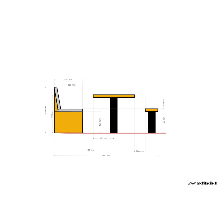 TABLES CLERMONT + BANQUETTE. Plan de 0 pièce et 0 m2