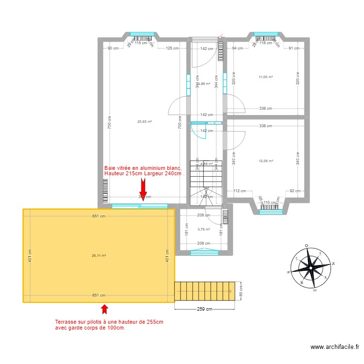 PLAN PROJET TERRASSE LOPERHET. Plan de 7 pièces et 88 m2