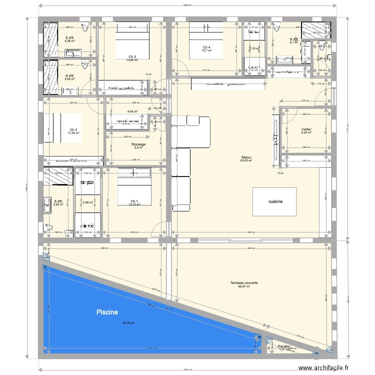 DIDIER 260722. Plan de 18 pièces et 248 m2