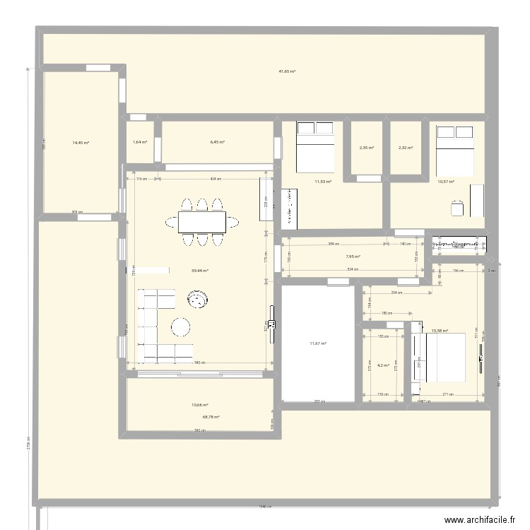 Villa basse  1. Plan de 16 pièces et 251 m2