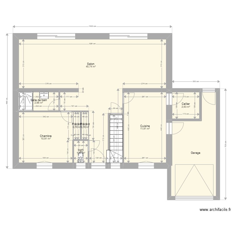 MOUINOUDINE RDC. Plan de 9 pièces et 87 m2