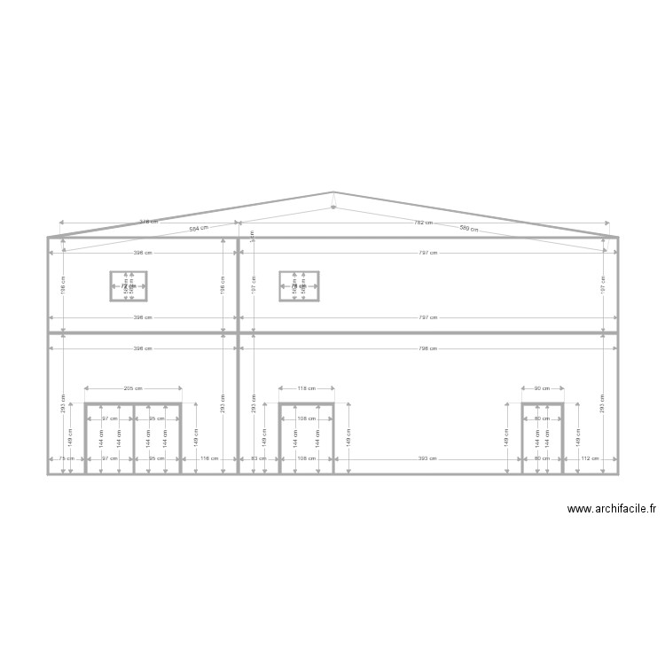 plan facade. Plan de 0 pièce et 0 m2