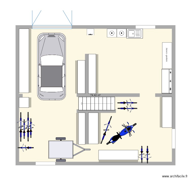 sous sol  2. Plan de 1 pièce et 74 m2