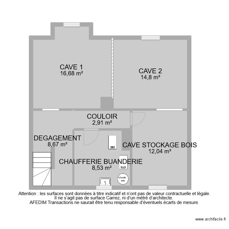 BI 9737 SOUS SOL. Plan de 8 pièces et 64 m2