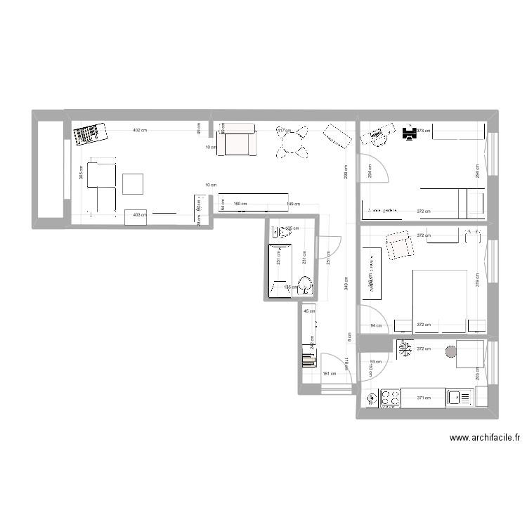 Lamartine - plan de base. Plan de 5 pièces et 64 m2