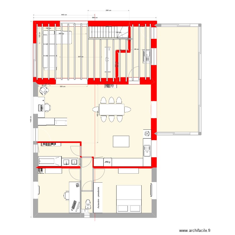 plan base travaux 2 meublé. Plan de 9 pièces et 126 m2