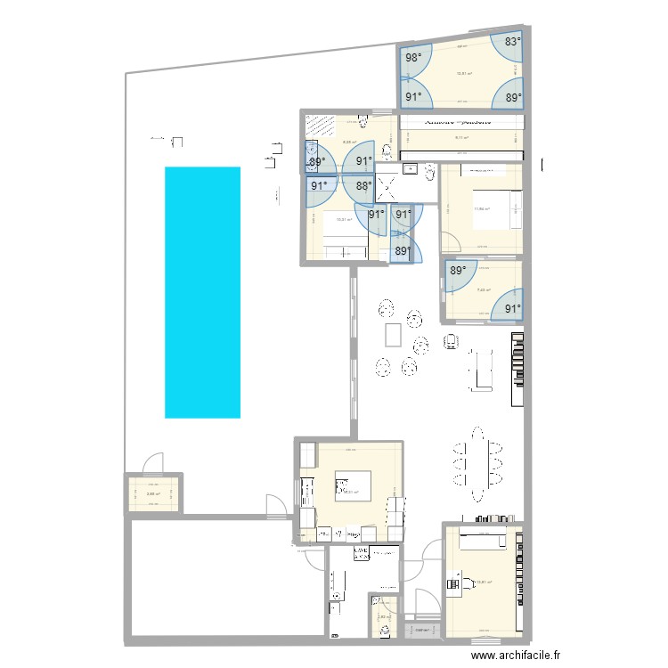 Salle de bain. Plan de 12 pièces et 98 m2