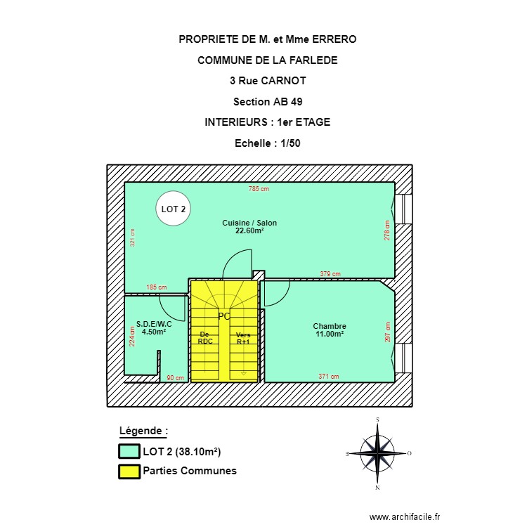 ERRERO R+1. Plan de 7 pièces et 44 m2