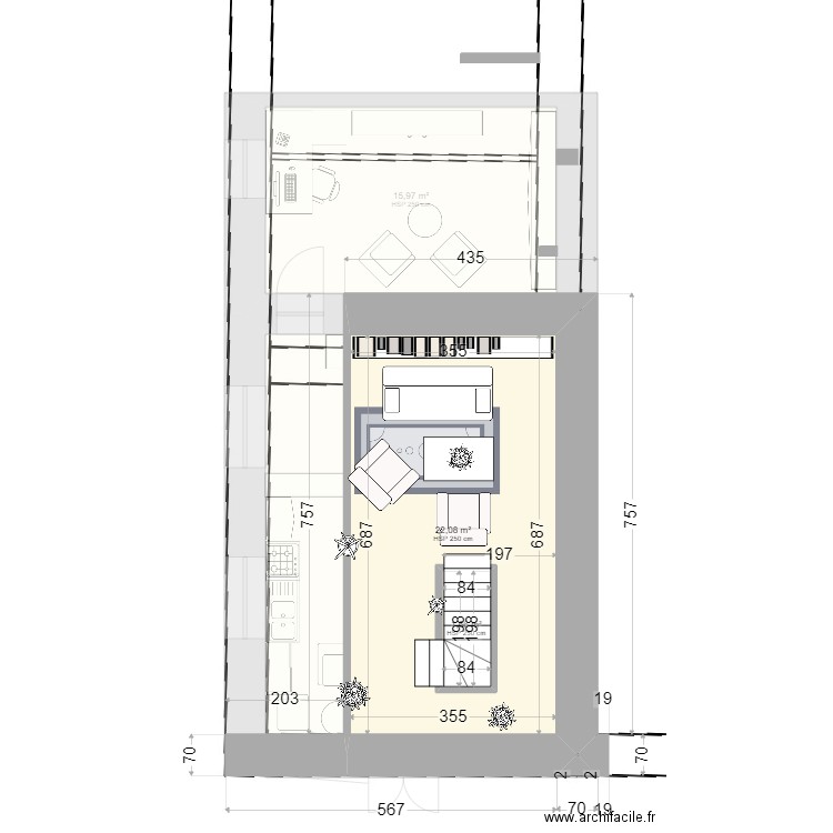 V1_longère-mezza tte pièce. Plan de 8 pièces et 109 m2