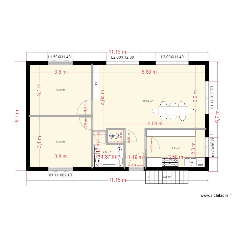 plan bon castel 003. Plan de 13 pièces et 133 m2