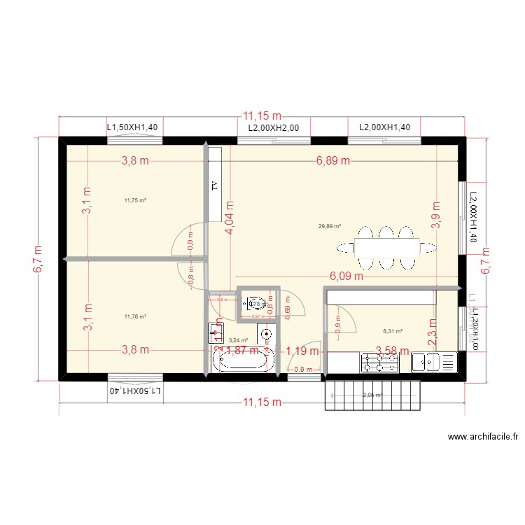 plan bon castel 003. Plan de 13 pièces et 133 m2