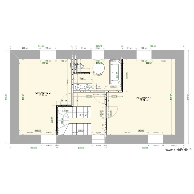 MAISON LN 2. Plan de 5 pièces et 56 m2