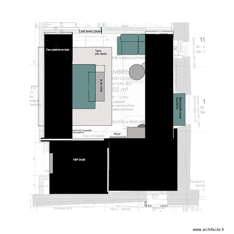 Chambre 3 Faux Plafond. Plan de 0 pièce et 0 m2