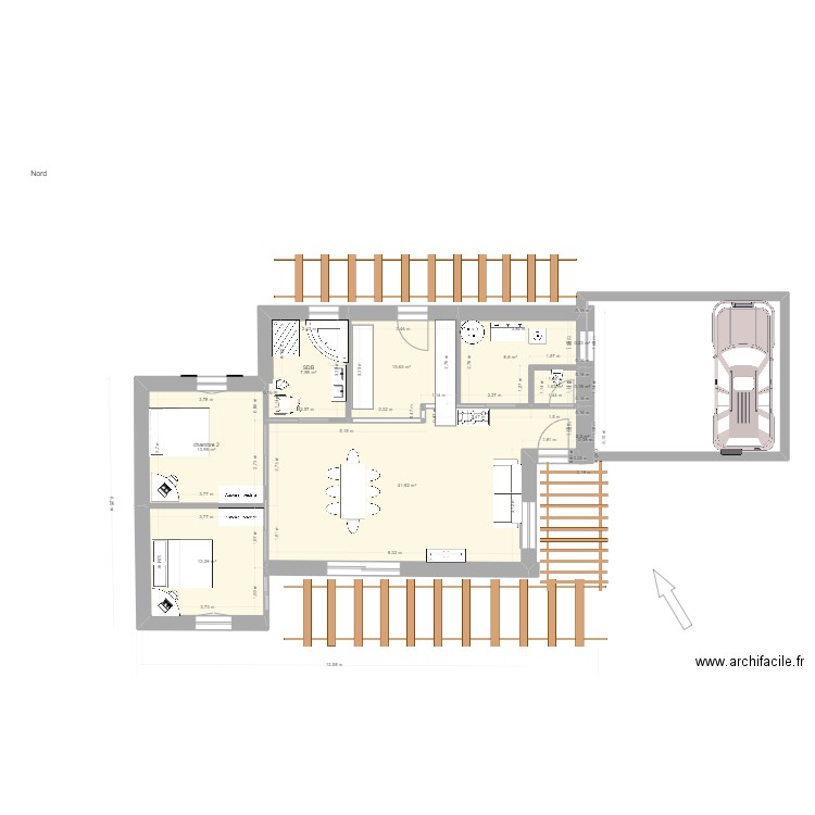 maison bois 3. Plan de 10 pièces et 99 m2