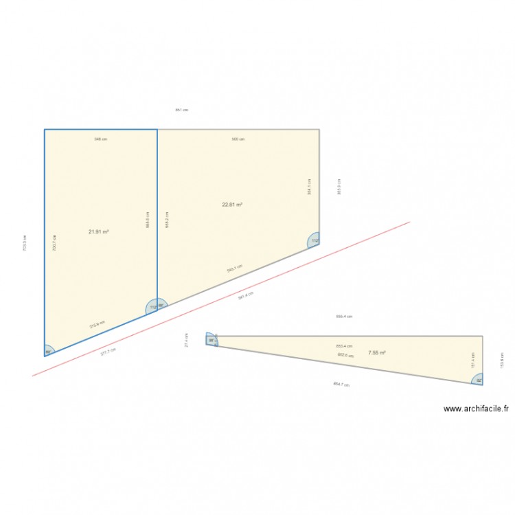 floquet. Plan de 3 pièces et 52 m2