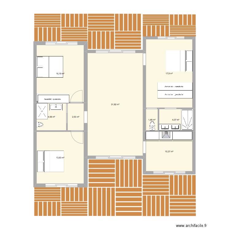 VILLA LA MONTAGNE. Plan de 9 pièces et 102 m2