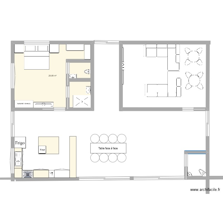 1 premier plan domicile. Plan de 1 pièce et 30 m2