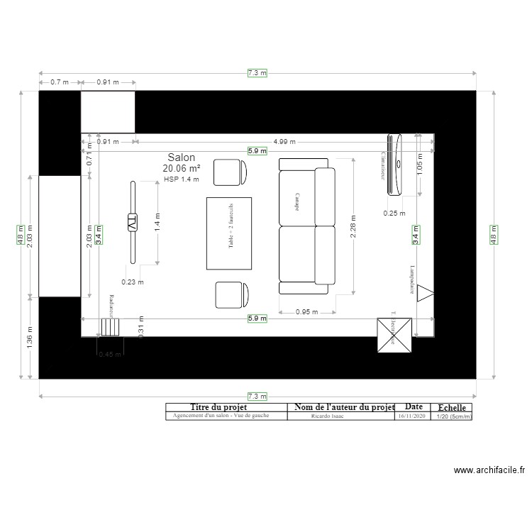 Agencement salon plan vue de gauche Proposition 1. Plan de 0 pièce et 0 m2