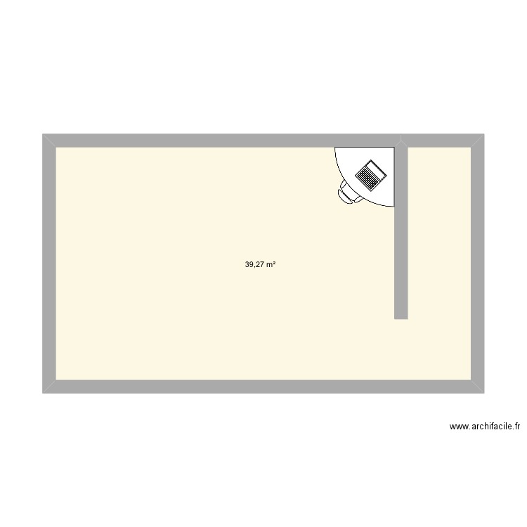  Chambre. Plan de 1 pièce et 39 m2