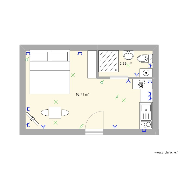 studio. Plan de 0 pièce et 0 m2