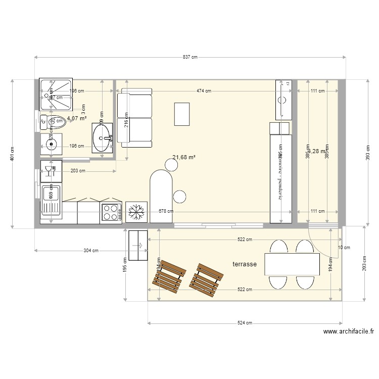 BUNGALOW 18 09. Plan de 4 pièces et 40 m2