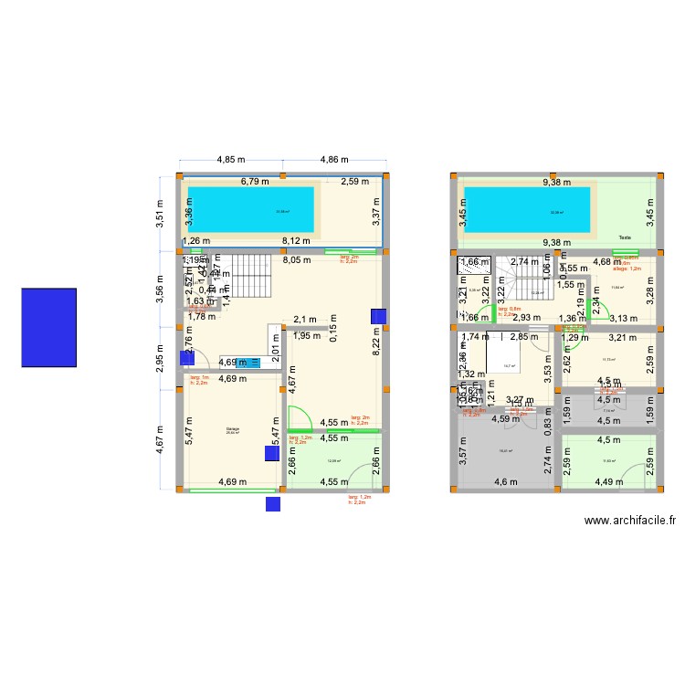 khalfi. Plan de 15 pièces et 256 m2