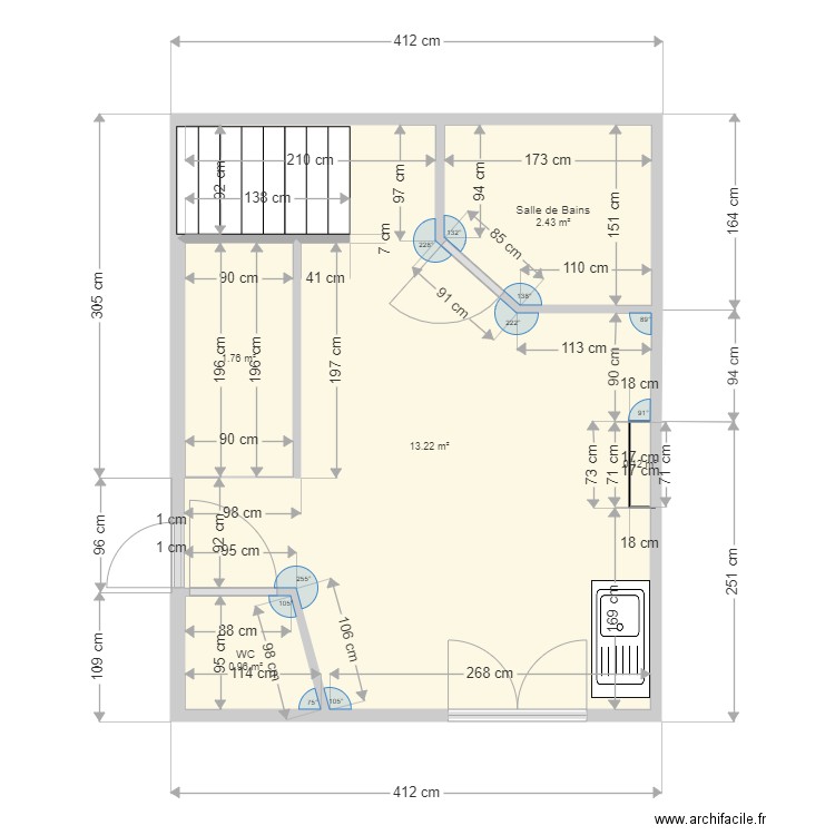 Salle de Bains Laurence et Dom EXISTANT corrigé 1 le 071020. Plan de 0 pièce et 0 m2