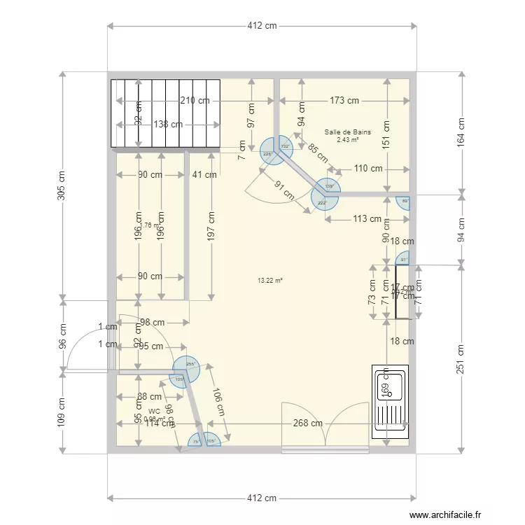 Salle de Bains Laurence et Dom EXISTANT corrig&eacute; 1 le 071020. Plan de 