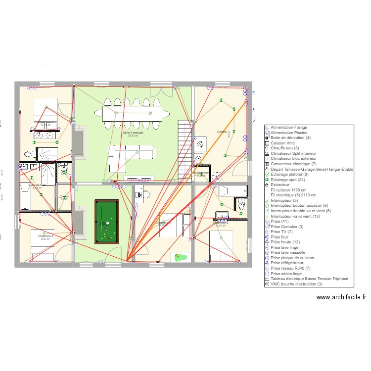 idée 3 élec. Plan de 17 pièces et 274 m2