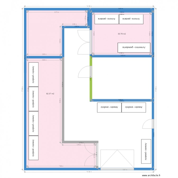 revit.. Plan de 2 pièces et 113 m2