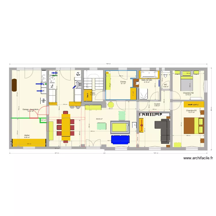 Salle de bain du bas. Plan de 
