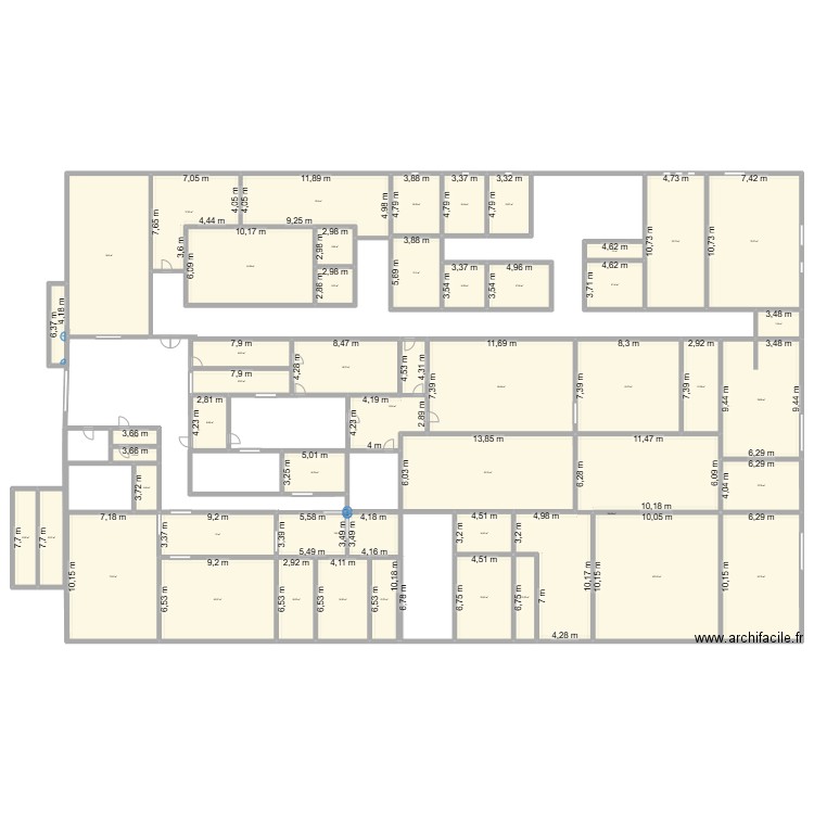 ucp. Plan de 48 pièces et 1629 m2